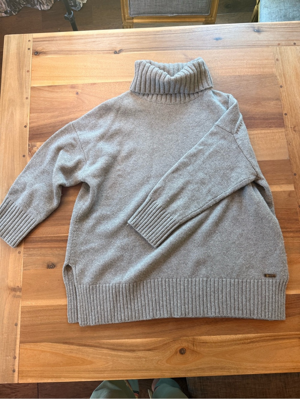 Polo by Ralph Lauren Neutral Taupe Cashmere-Blend Turtleneck Sweater